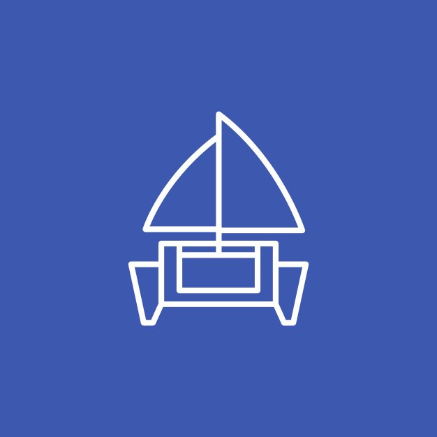 katamaran ikona na niebieskim tle